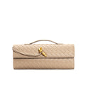 Lumina Wear Isabella elegant woven brown handbag with adjustable strap, showcasing stylish craftsmanship and versatile design.
