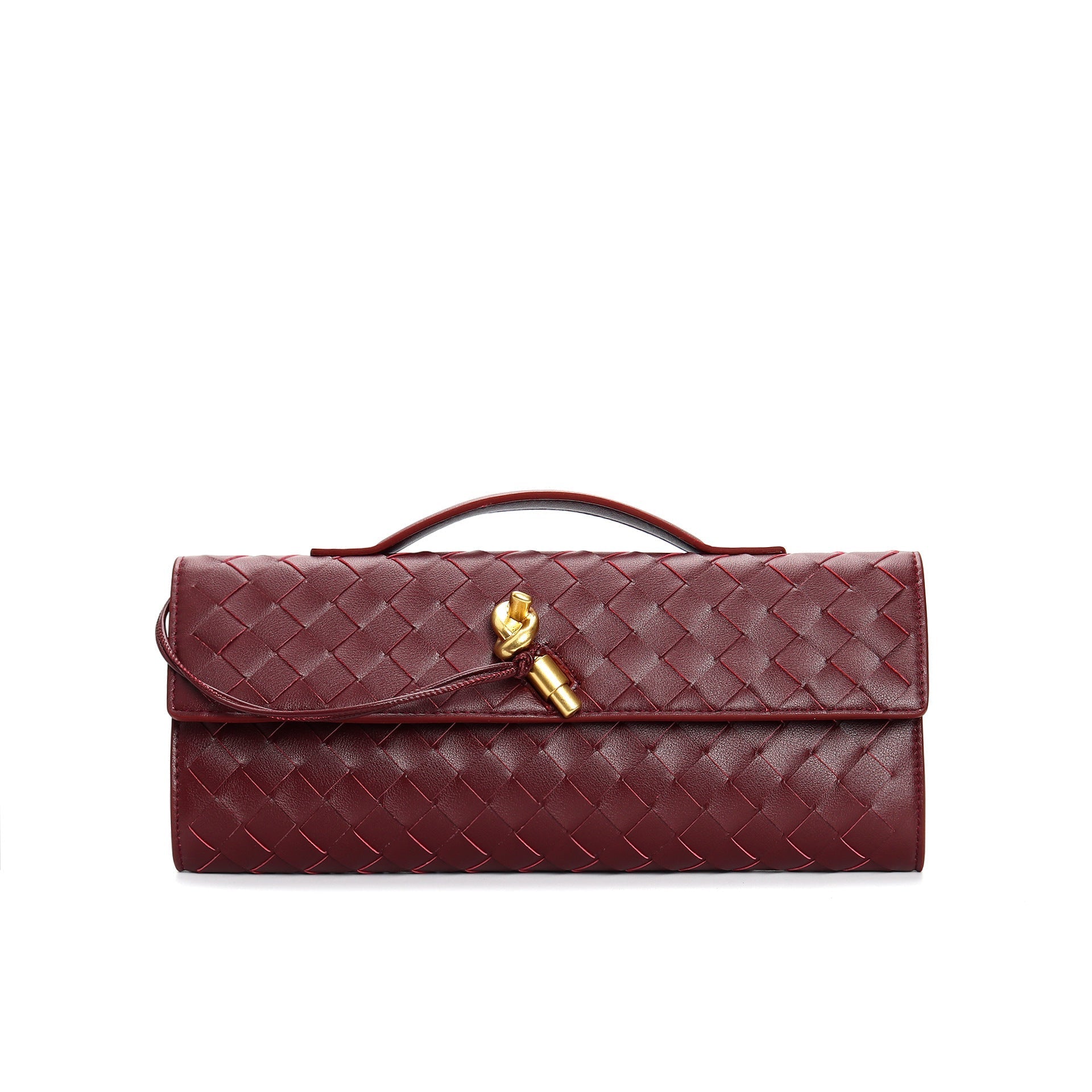 Elegant woven brown handbag with adjustable strap from Lumina Wear, featuring a stylish design and versatile carry options.