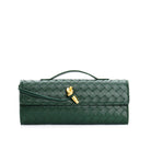 Elegant woven brown Lumina handbag with adjustable strap, showcasing stylish craftsmanship and versatile design.