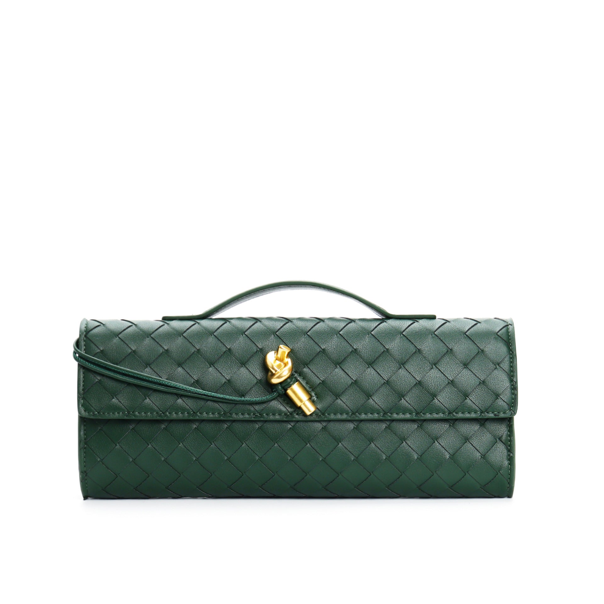 Elegant woven brown Lumina handbag with adjustable strap, showcasing stylish craftsmanship and versatile design.