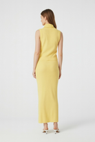 Isabella yellow knit skirt and top set for women by Lumina Wear, featuring an elegant, flattering fit and stylish knit design.