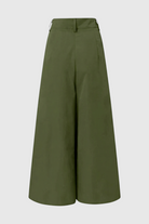 Isabella Lumina green flowy palazzo pants with stretch fabric, wide-leg design, and casual style for comfortable everyday wear.