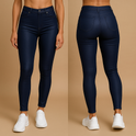 Black Isabella high-waisted stretch slim fit trousers by Lumina Wear, shown on a model.