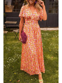 Orange Isabella maxi evening dress by Lumina Wear featuring a flowing silhouette, ideal for wedding guest or formal occasions.