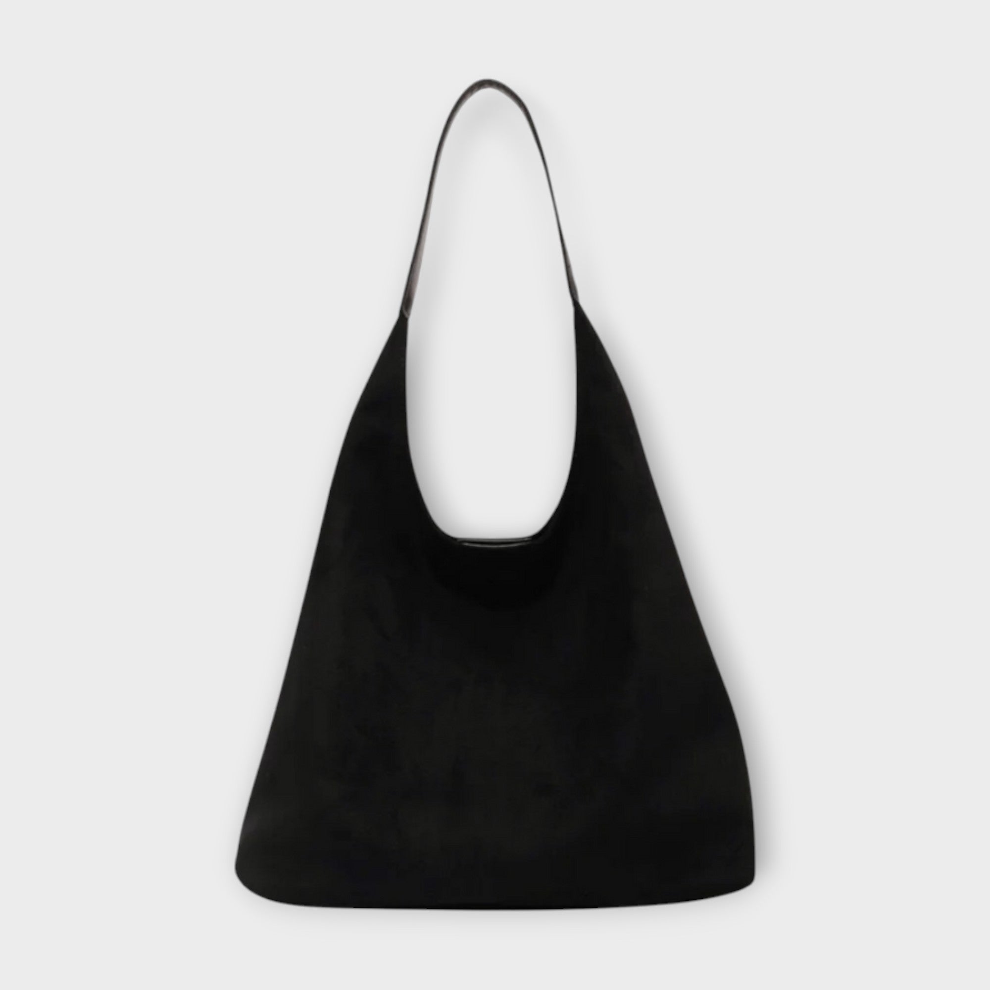 Brown Isabella minimalist slouch handbag with soft structure from Lumina Wear, featuring a casual, relaxed design and subtle branding.