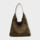 Lumina Wear Isabella minimalist slouch handbag with soft structure in brown, featuring a casual, relaxed design and spacious interior.