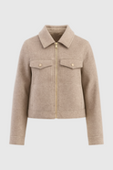 Beige Isabella Lumina Wear modern cropped zip-up jacket with pockets, stylish and casual for everyday wear.