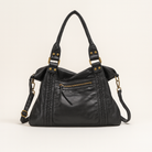 Black Isabella retro-chic unisex school backpack by Lumina Wear with a spacious design and stylish look.
