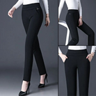 Black high-waist leggings with faux pockets from Lumina Wear, featuring a sleek design and comfortable fit.