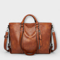 Lumina Wear Isabella soft tote handbag in brown with spacious design, 40cm x 11cm x 30cm, versatile carryall for daily use.