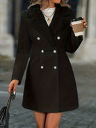 White Isabella tailored A-line coat with classic lapels by Lumina Wear, shown on a woman in size XXS, stylish women's jacket.