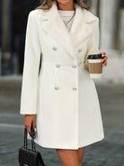 Women's Isabella tailored A-line coat with classic lapels in white by Lumina Wear, lightweight and stylish for everyday wear.