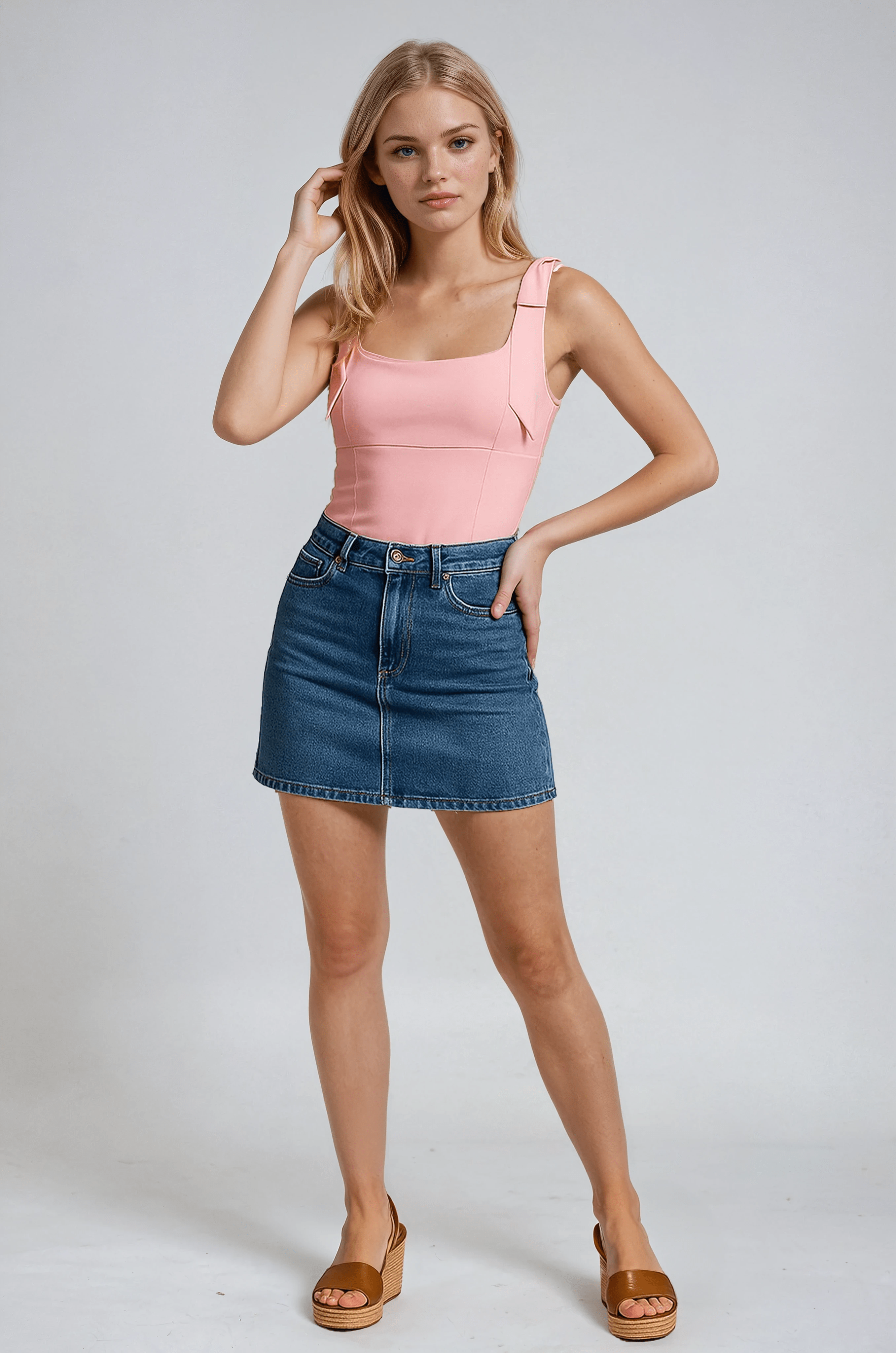 Bright pink Lumina Wear Isabella cami top with playful bow detail, featuring a vibrant color and stylish sleeveless design.