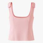 Vibrant pink Lumina Wear Isabella cami top with playful bow detail, sleeveless tank, stylish and lightweight for casual wear.
