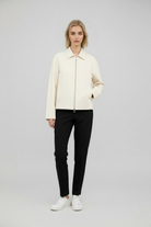 Vibrant yellow Lumina Wear Isabella casual bomber jacket with front zipper, lightweight and stylish for everyday wear.