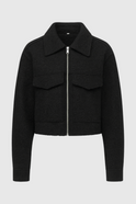 Lumina Wear Isabella vintage black zip jacket with lapel collar, stylish and fitted for a sleek, modern look.