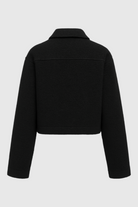 Vintage black zip jacket with lapel collar from Lumina Wear, featuring a stylish design and tailored fit.