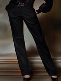Isabelle Lumina black twill pants for women, featuring a classic fit and sleek design, shown in size small on a model.