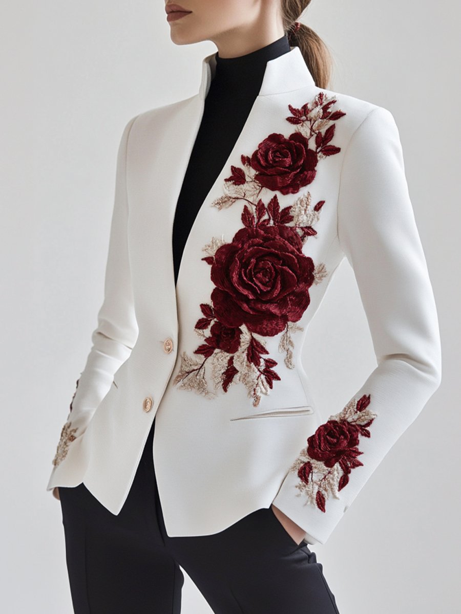Isabelle | Embroidered White Blazer - Lumina - Lumina Vancouver