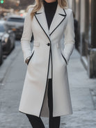 Isabelle | Long White Coat Contrast Trim - Lumina Vancouver - Lumina Vancouver