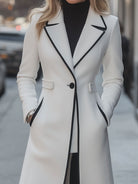 Isabelle | Long White Coat Contrast Trim - Lumina Vancouver - Lumina Vancouver