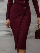 Isla | Burgundy Wrap Style Midi Dress - Lumina - Lumina Vancouver