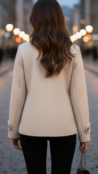 Ivory short double-breasted jacket by Lumina Vancouver, featuring a tailored fit and stylish collar detail.