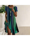 Lumina Wear Jamie casual boho gradient dress in multicolored fabric, featuring a relaxed fit and flowing style.