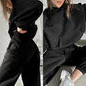 Black Jasmine Lumina Wear relaxed fit cargo pocket hoodie and sweatpants set, casual matching tracksuit for comfort and style.