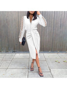 Black Jenna™ long sleeve wrap dress by Lumina Vancouver, featuring a stylish design and elegant fit.
