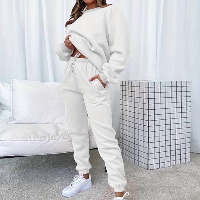 Black Jenna minimalist sweat set with jogger pants from Lumina Wear, featuring a relaxed fit and comfortable fabric.