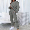 Black Jenna relaxed minimalist sweat set with jogger pants from Lumina Wear, casual loungewear for comfortable style.