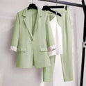 Joanna black tailored blazer, sleek pants, and versatile top 2-piece matching outfit by Lumina Wear for women.