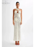 Beige Jolie summer dress by Lumina Wear, featuring lightweight fabric and holiday-inspired style perfect for warm weather.