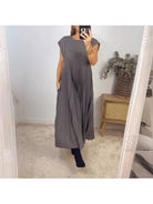 Beige Honorine elegant classy dress from Lumina Vancouver, stylish and sophisticated for special occasions.