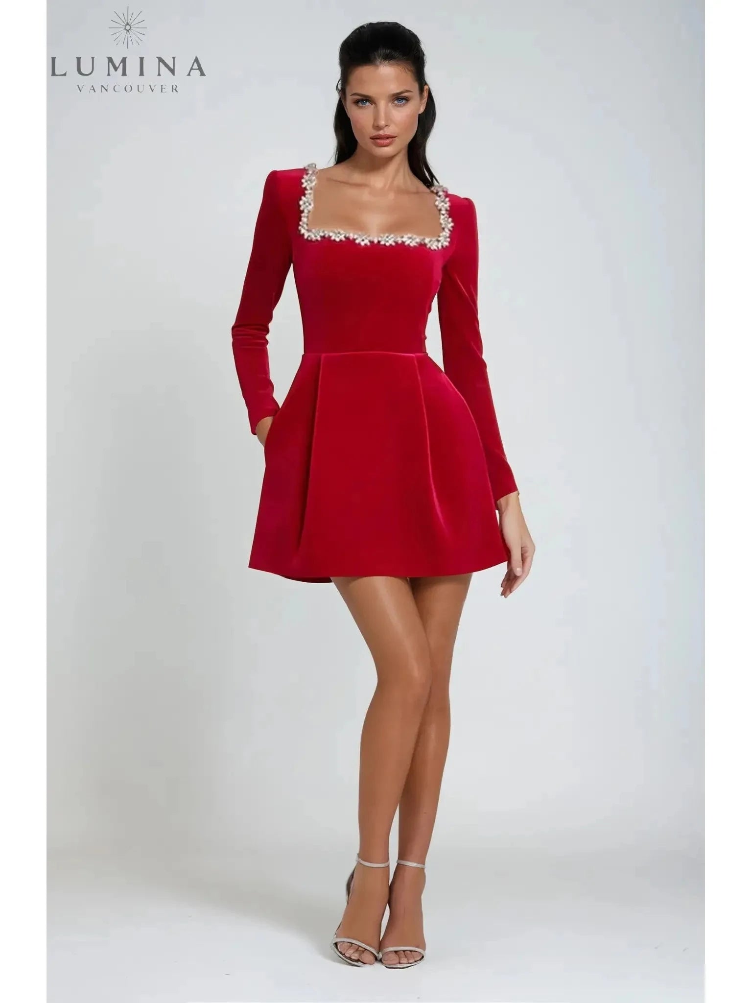 Black Garance Mini Dress from Lumina Wear's Isabeau Collection, a stylish evening dress perfect for wedding guests.