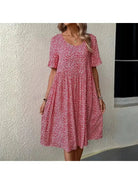 Blue Juliet casual floral printed dress by Lumina Vancouver, featuring a relaxed fit and vibrant flower pattern.