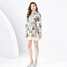 Apricot embroidered mini dress by Lumina Vancouver featuring intricate embroidery and a stylish short dress design.