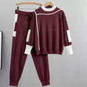 Kaitlyn Lumina Wear relaxed chic lounge set with modern accents, featuring a stylish red loungewear outfit for comfortable fashion.