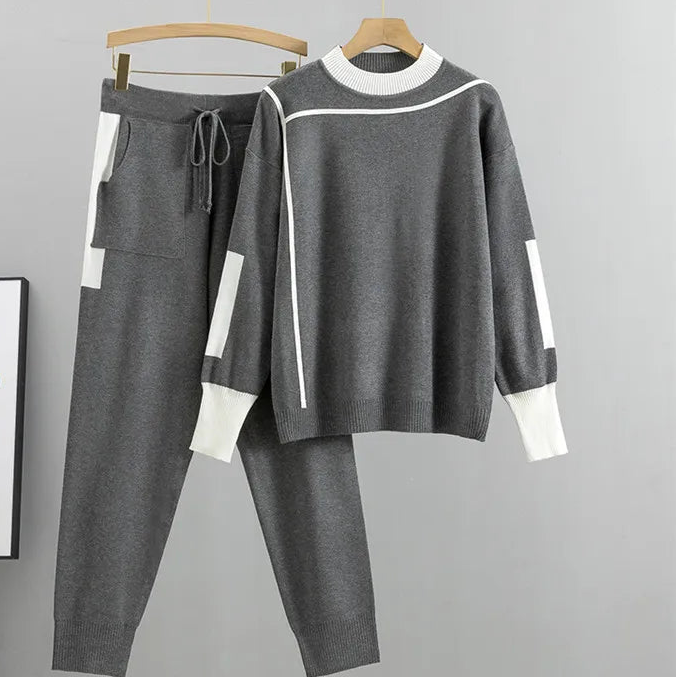 Red Kaitlyn Lumina Wear relaxed chic lounge set with modern accents, comfortable loungewear for stylish relaxation.