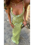 Girls' Kendal sequins maxi dress by Lumina Vancouver, perfect for a night out, featuring shimmering sequin details and elegant design.