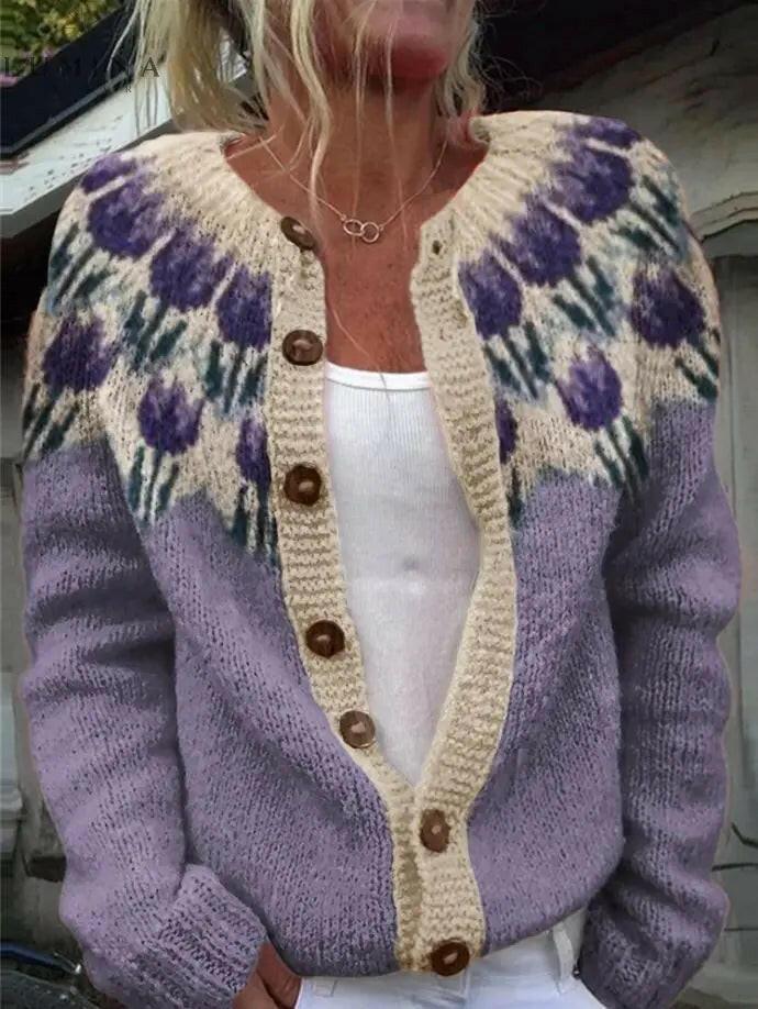 Keysha | Cardigan with floral pattern - Lumina Vancouver