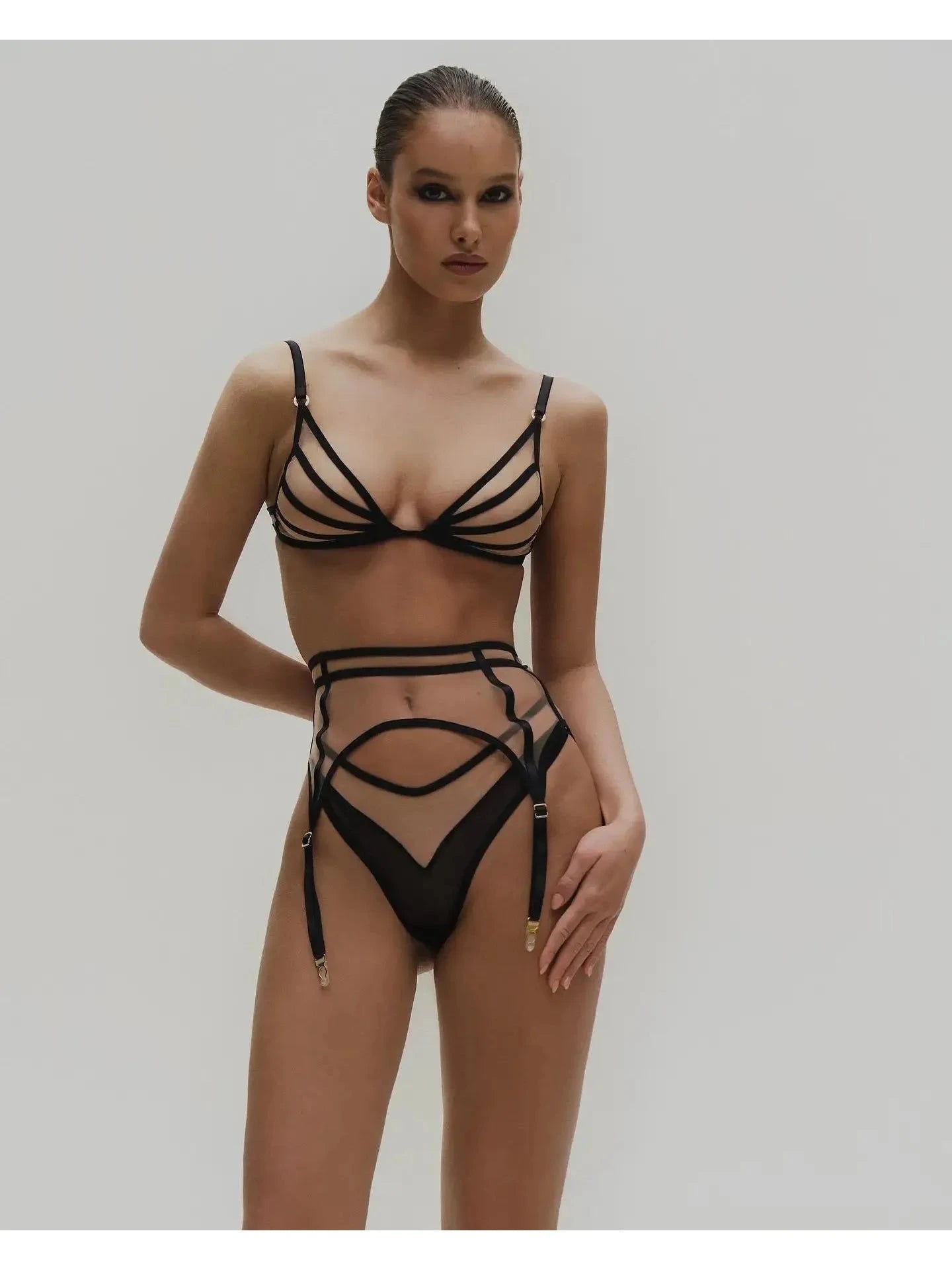 Lumina Vancouver Yvonne lingerie set featuring lace bra and matching panties, elegant and feminine sleepwear.
