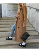 Beige Kim™ Elegant Double-Breasted Wool Coat by Lumina Vancouver, showcasing classic design and tailored fit.