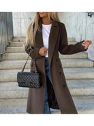 Beige Kim™ Lumina Vancouver double-breasted wool coat with tailored fit and classic lapels, stylish and warm for winter.