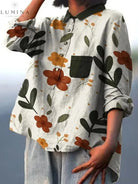 Gray Koda Botanic Art Tee by Lumina Vancouver featuring a detailed botanical print on soft cotton fabric.