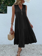 Wine red Laiza™ elegant summer dress by Lumina Vancouver, featuring a flowing design and sleeveless style.