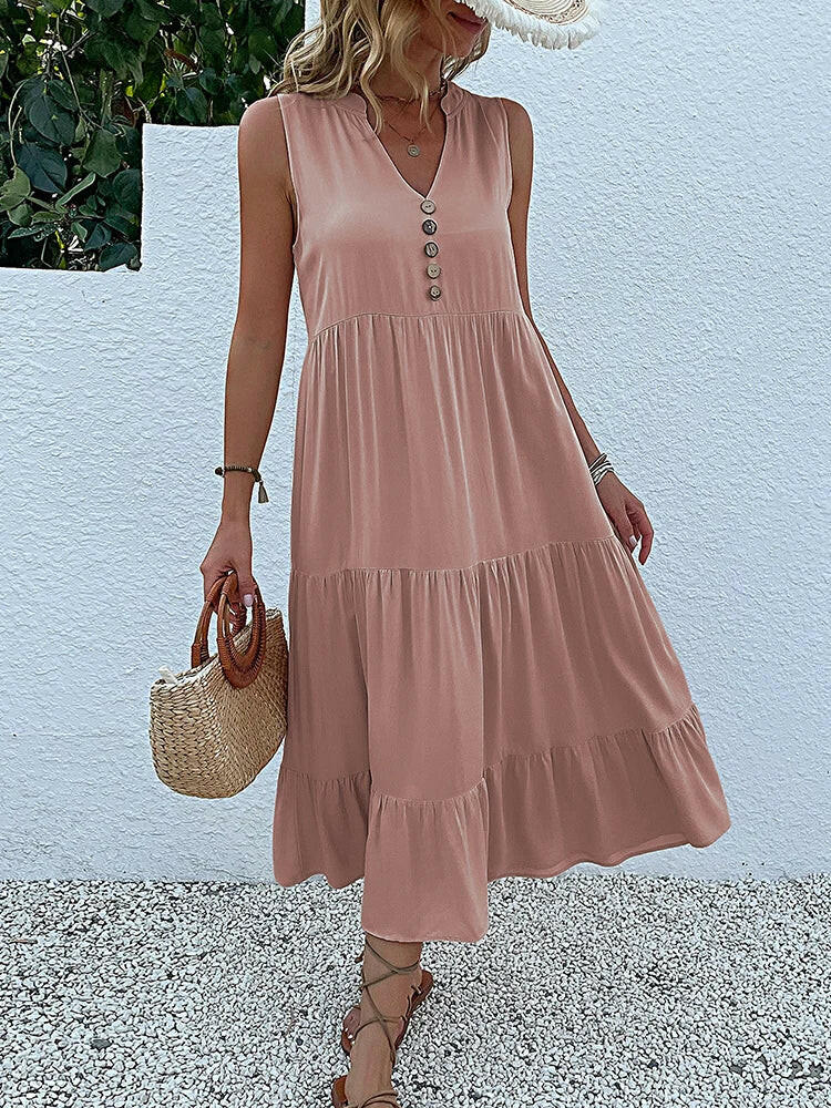 Elegant Laiza™ summer dress in wine red by Lumina Vancouver, featuring a stylish and comfortable design for warm weather.