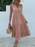 Wine red Laiza elegant summer dress by Lumina Wear, sleeveless with a flowy design, perfect for warm weather.