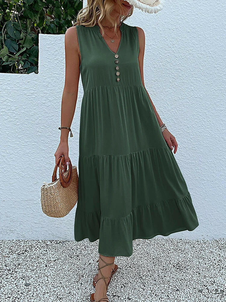 Elegant Laiza™ summer dress by Lumina Vancouver in wine red, featuring a flowing design perfect for warm weather.